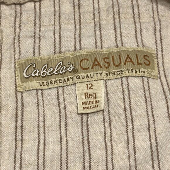 Cabelas Casuals Linen Pants Womens 12 Beachy Wide Leg Drawcord Coastal Vacation - Picture 8 of 14